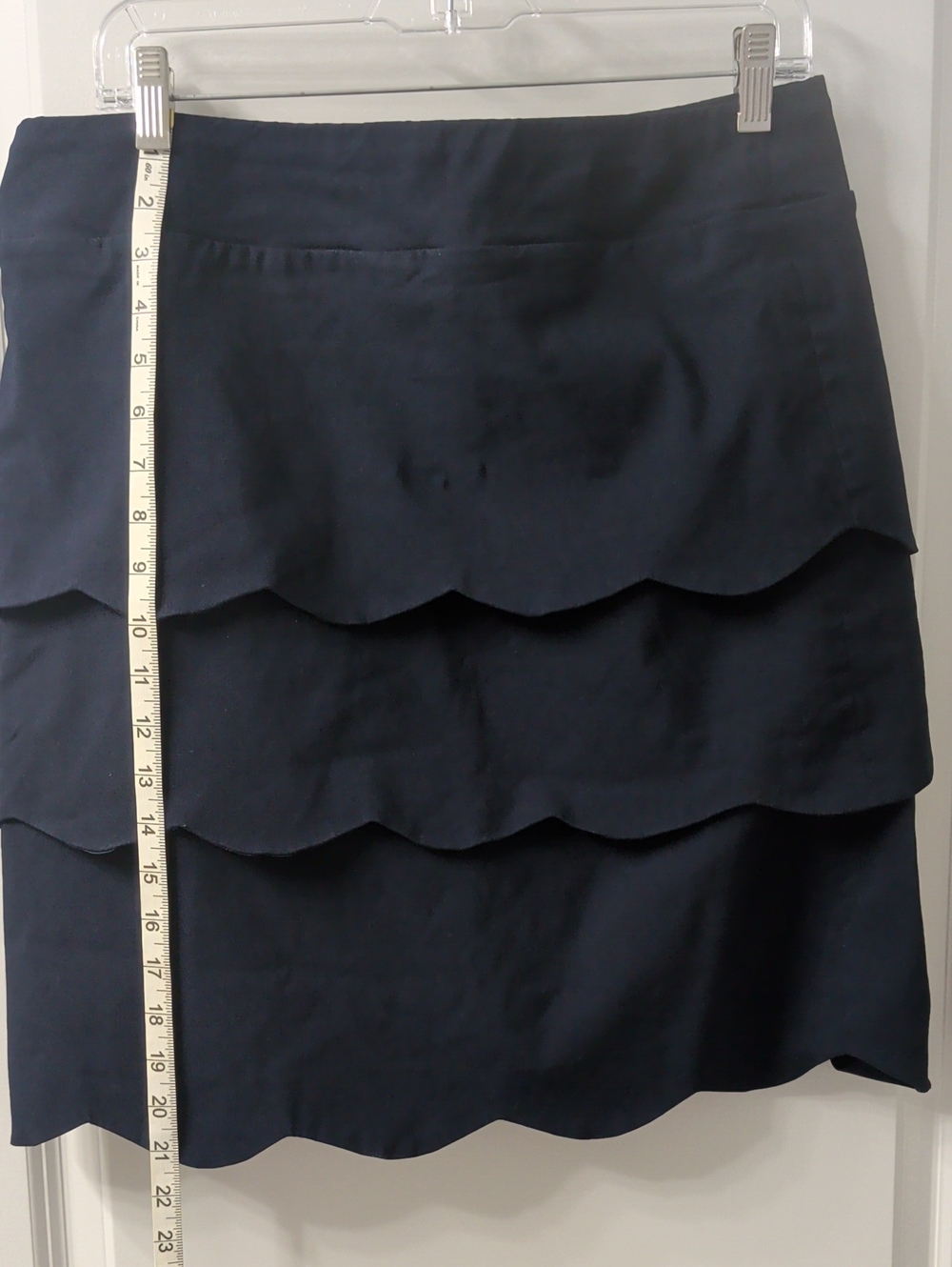 J. McLaughlin Navy Scalloped Triple-Tier Skirt